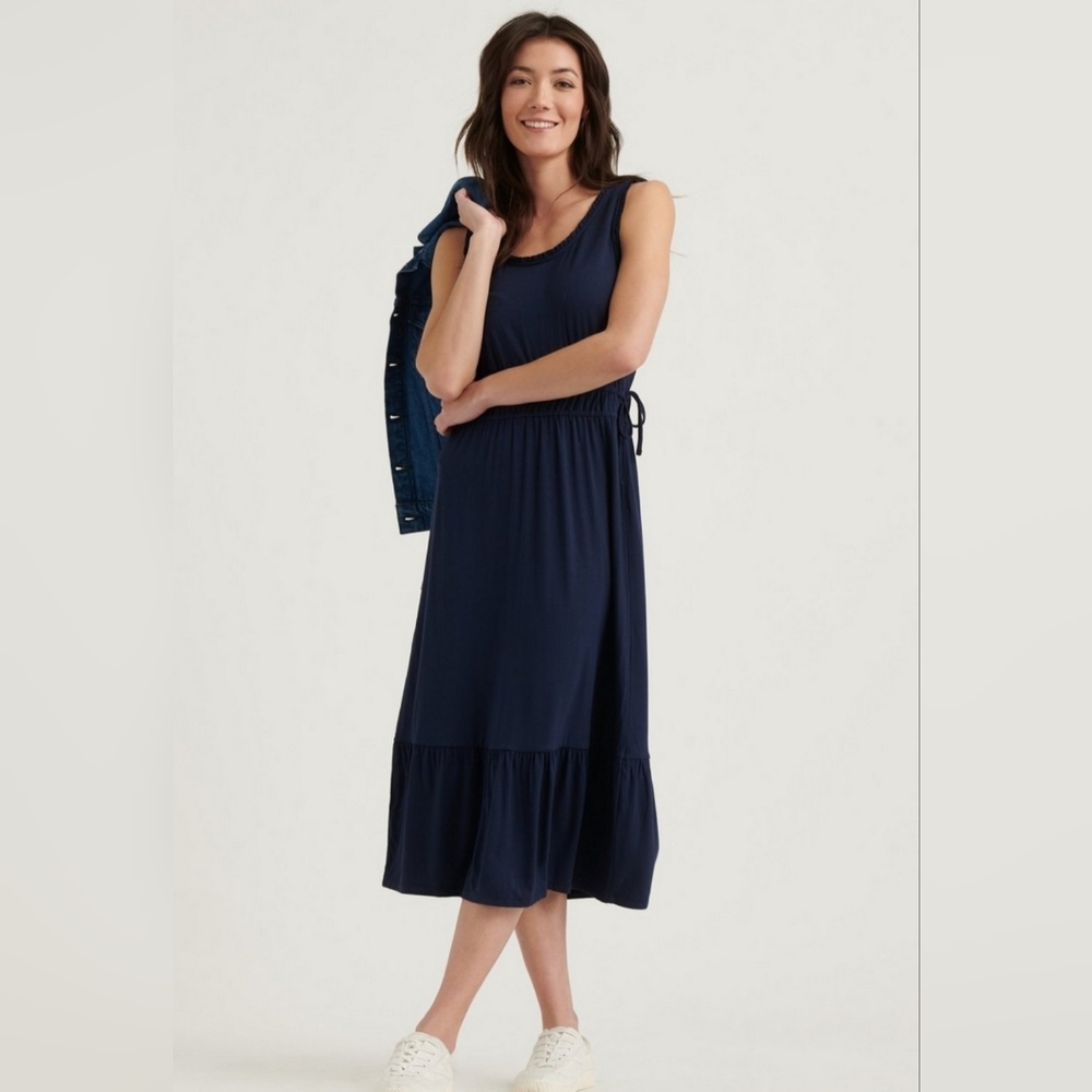 Lucky Brand Ruffle Trim Dress Sz Lg NWT New